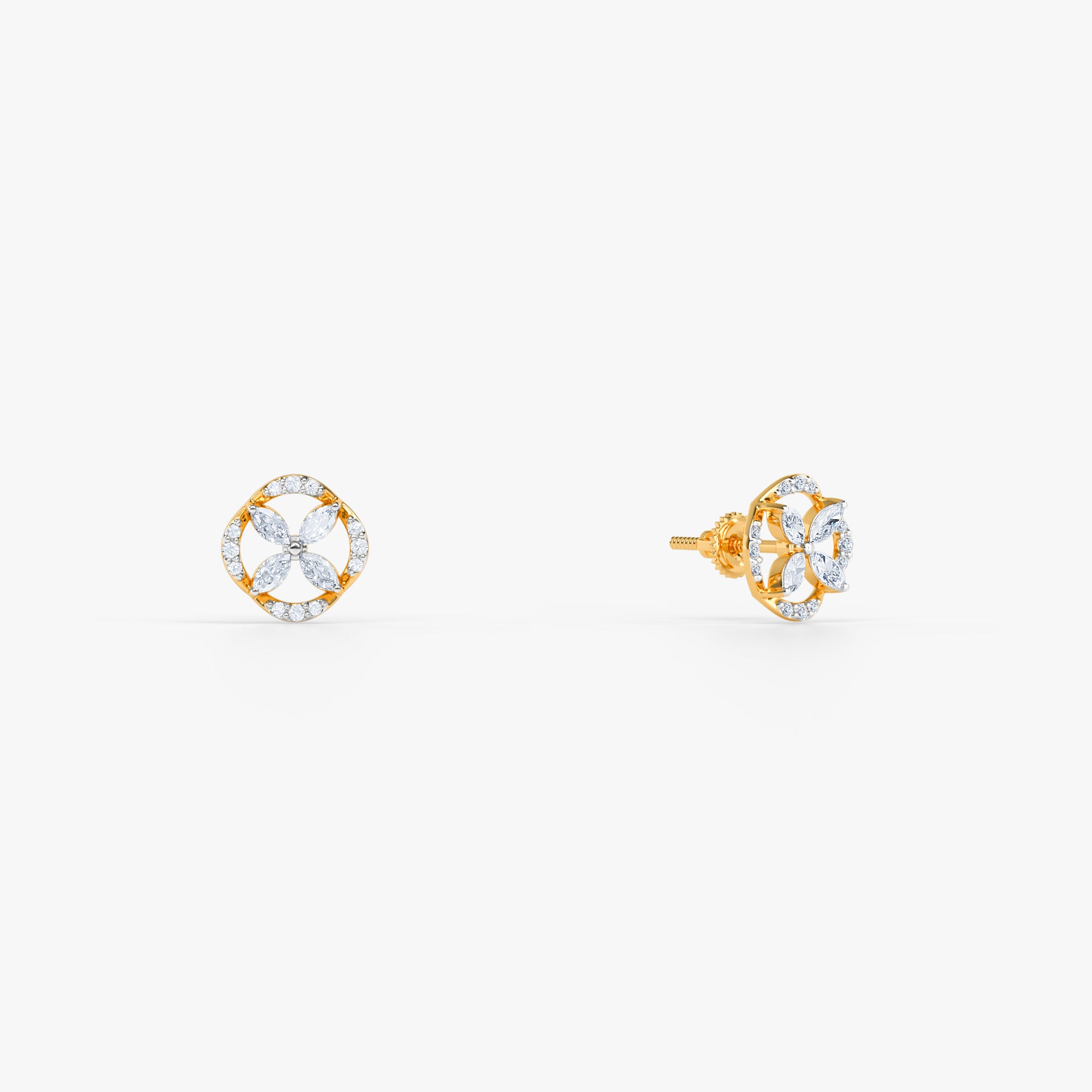 Gold Twin Aureole Lab Grown Diamond Studs