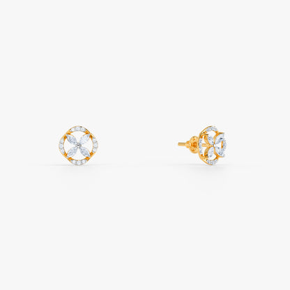 Gold Twin Aureole Lab Grown Diamond Studs