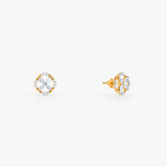 Gold Twin Aureole Lab Grown Diamond Studs
