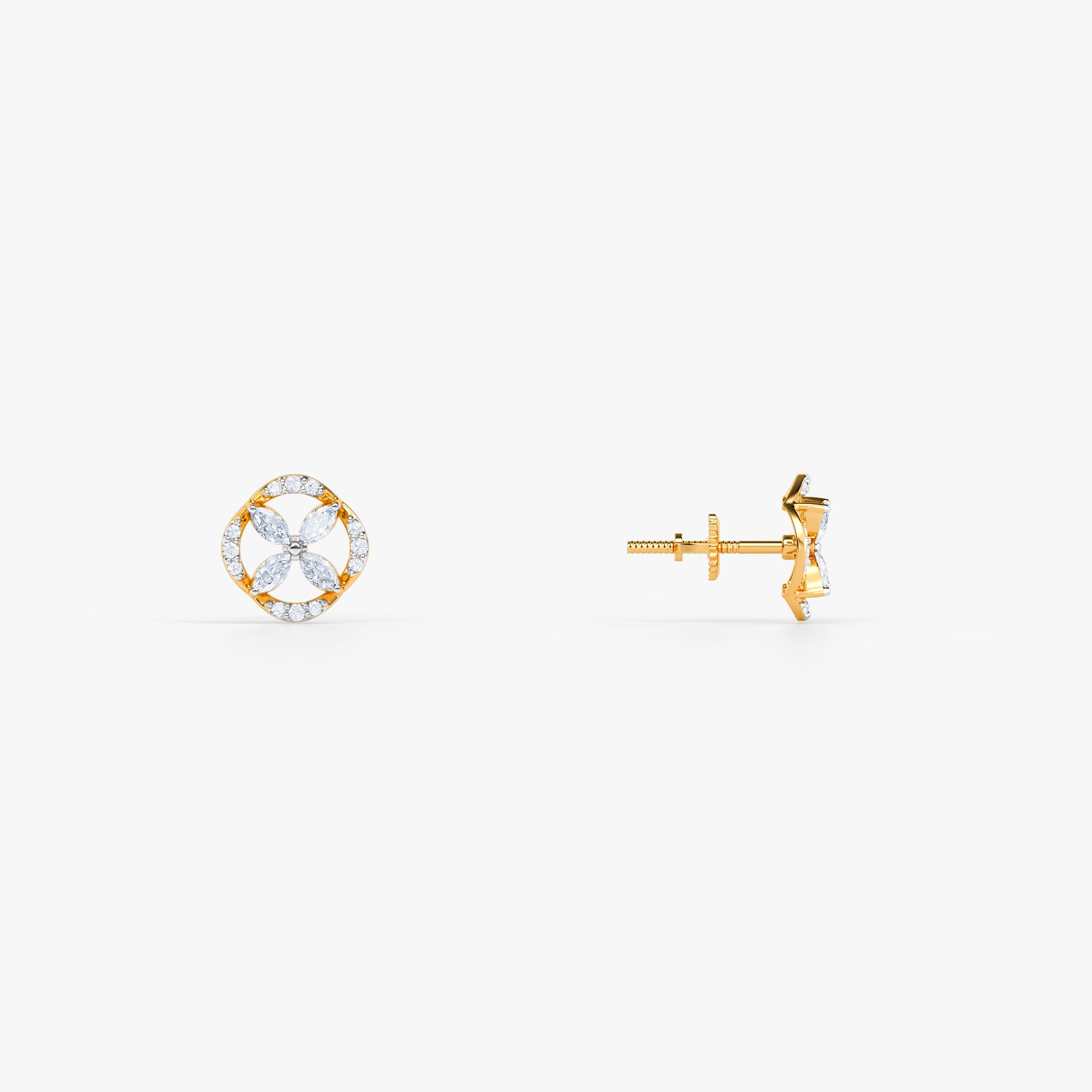 Gold Twin Aureole Lab Grown Diamond Studs