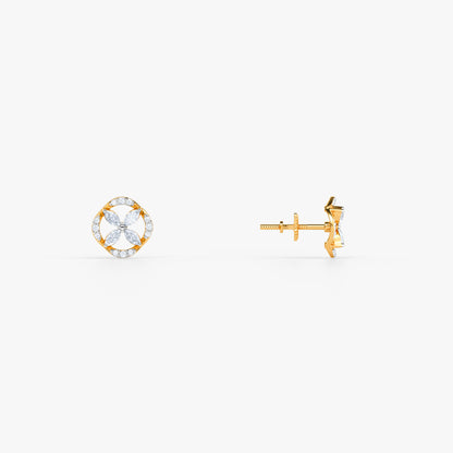 Gold Twin Aureole Lab Grown Diamond Studs