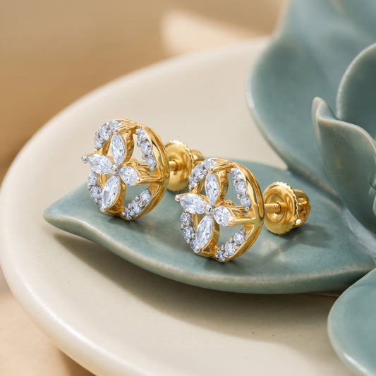 Gold Twin Aureole Lab Grown Diamond Studs