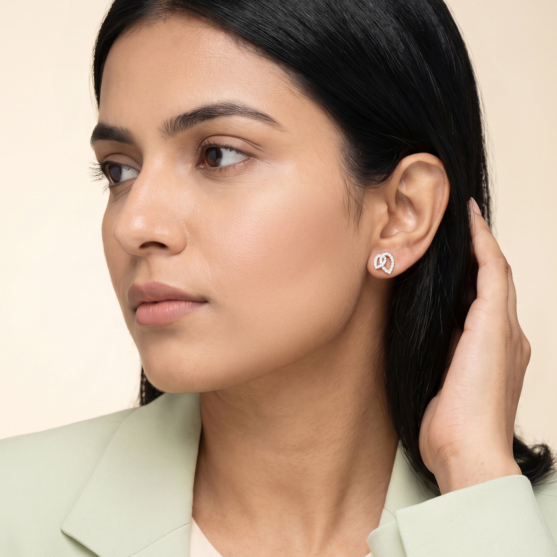 Gold Leafbound Lab Grown Diamond Earrings