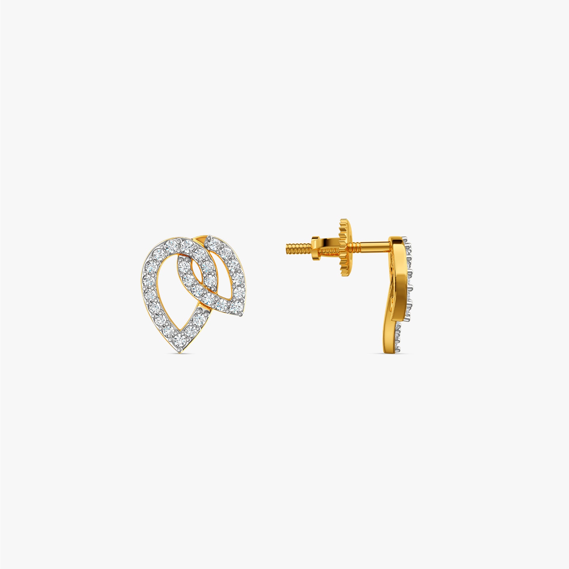 Gold Leafbound Lab Grown Diamond Earrings