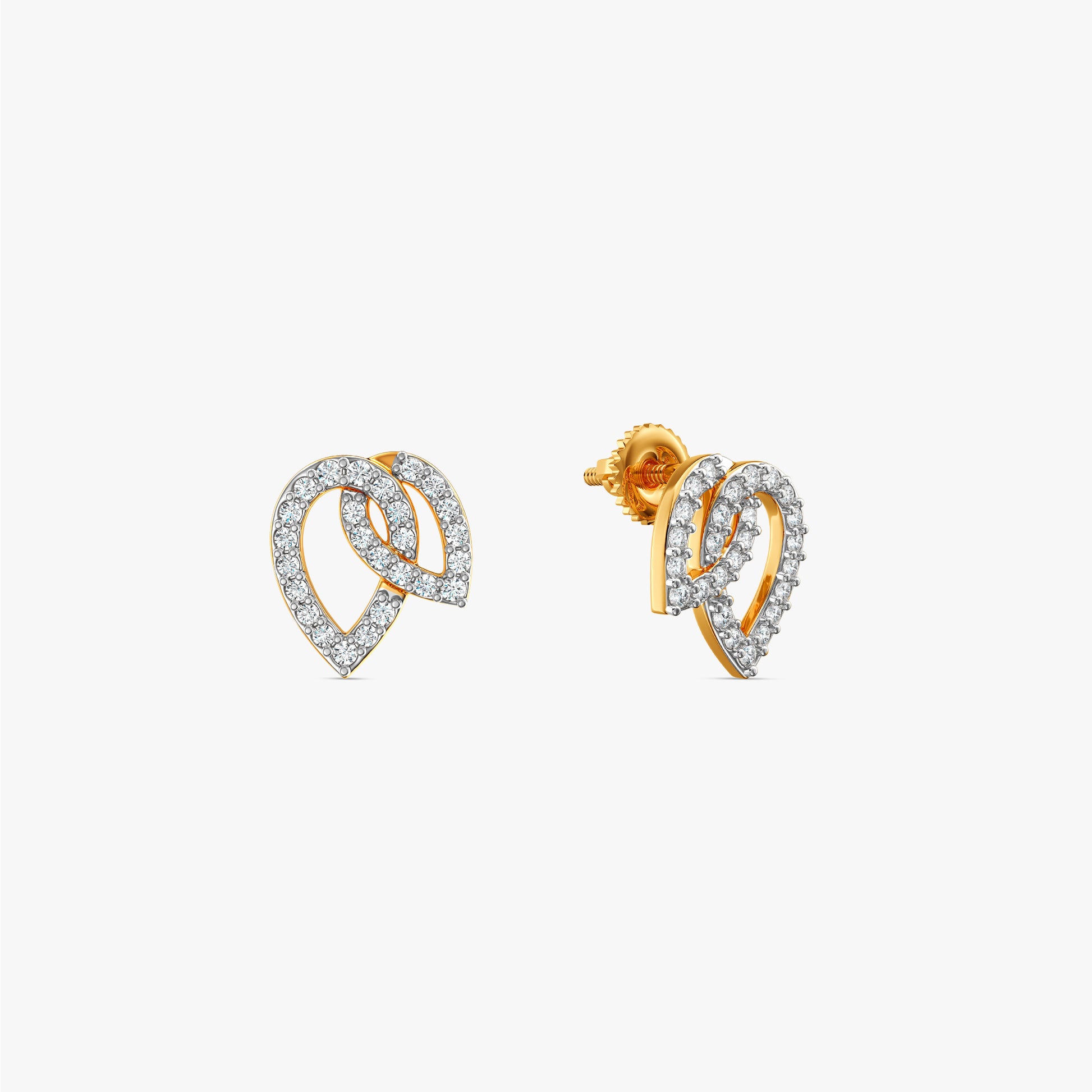 Gold Leafbound Lab Grown Diamond Earrings