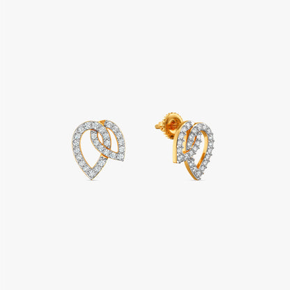 Gold Leafbound Lab Grown Diamond Earrings