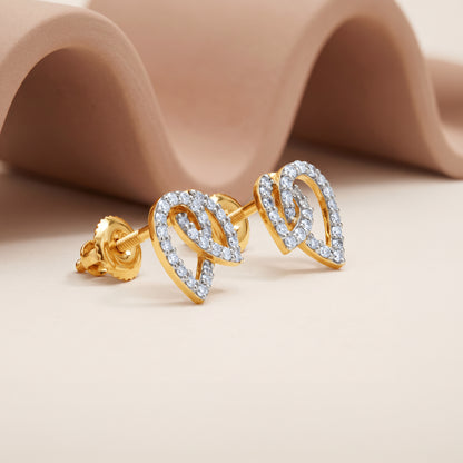 Gold Leafbound Lab Grown Diamond Earrings