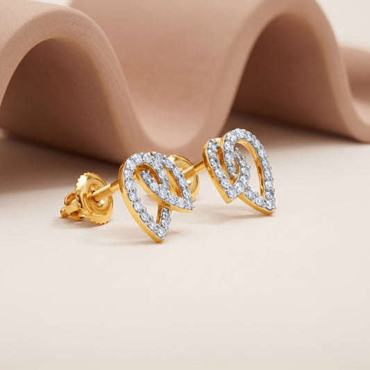 Gold Leafbound Lab Grown Diamond Earrings