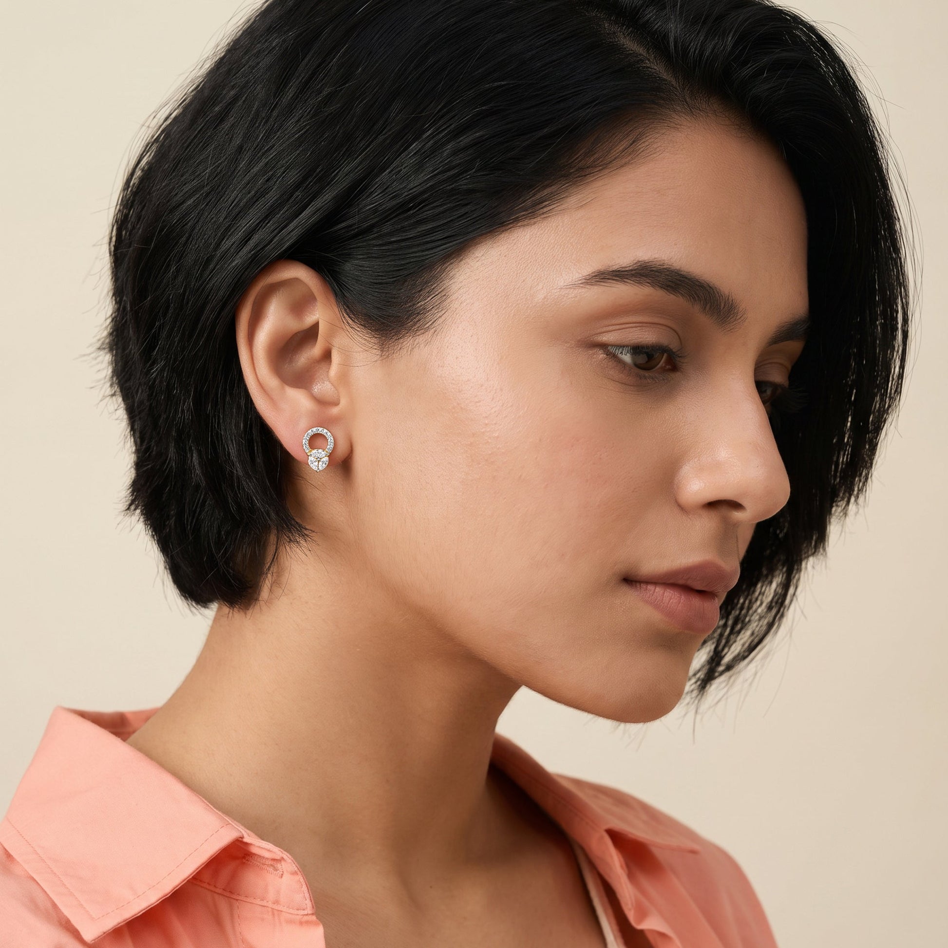 Gold Marquise Dew Lab Grown Diamond Studs
