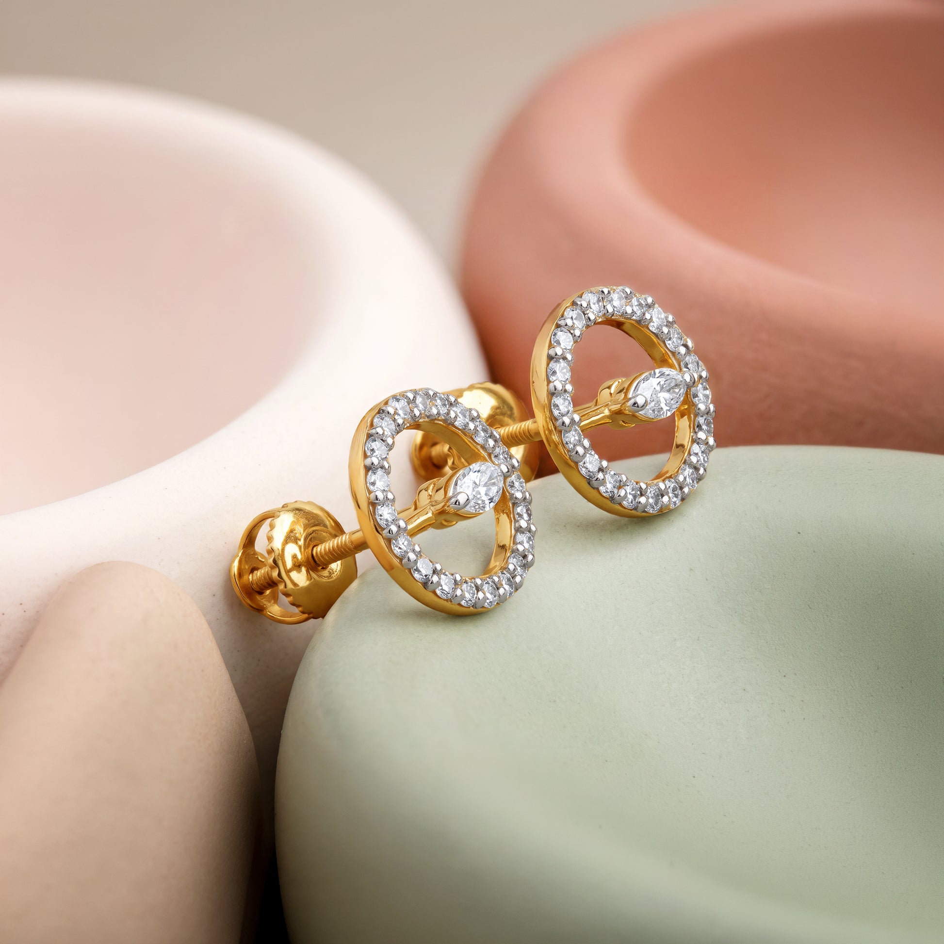 Gold Orbit Veil Lab Grown Diamond Studs