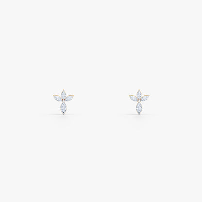 Gold Marquise Fleur Lab Grown Diamond Earrings