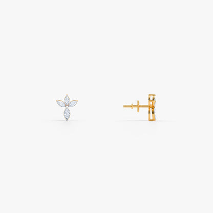 Gold Marquise Fleur Lab Grown Diamond Earrings