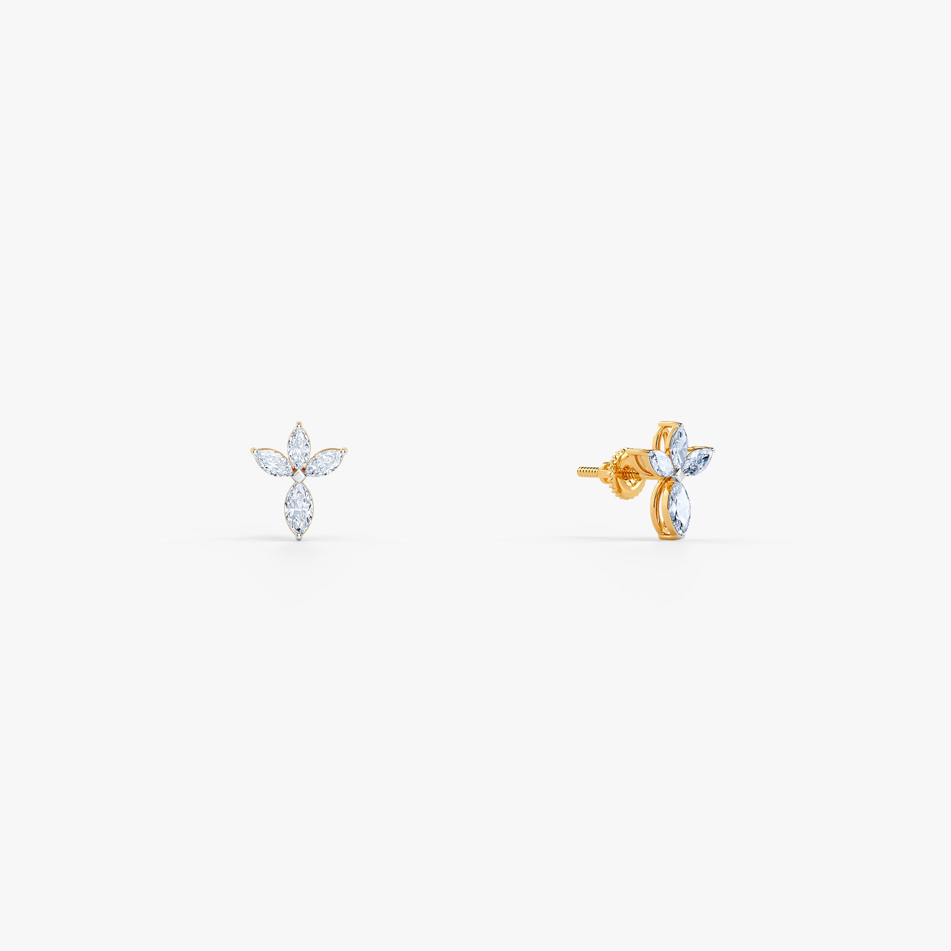 Gold Marquise Fleur Lab Grown Diamond Earrings