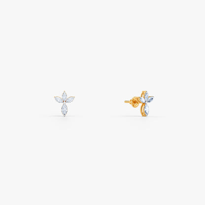 Gold Marquise Fleur Lab Grown Diamond Earrings