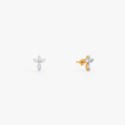 Gold Marquise Fleur Lab Grown Diamond Earrings