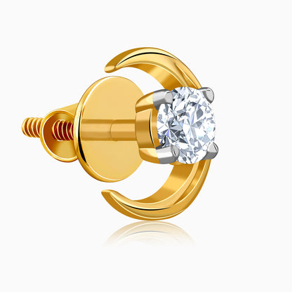 Gold Celestial Curve Lab Grown Diamond Earrings