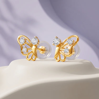 Gold Butterfly Waltz Lab Grown Diamond Earrings