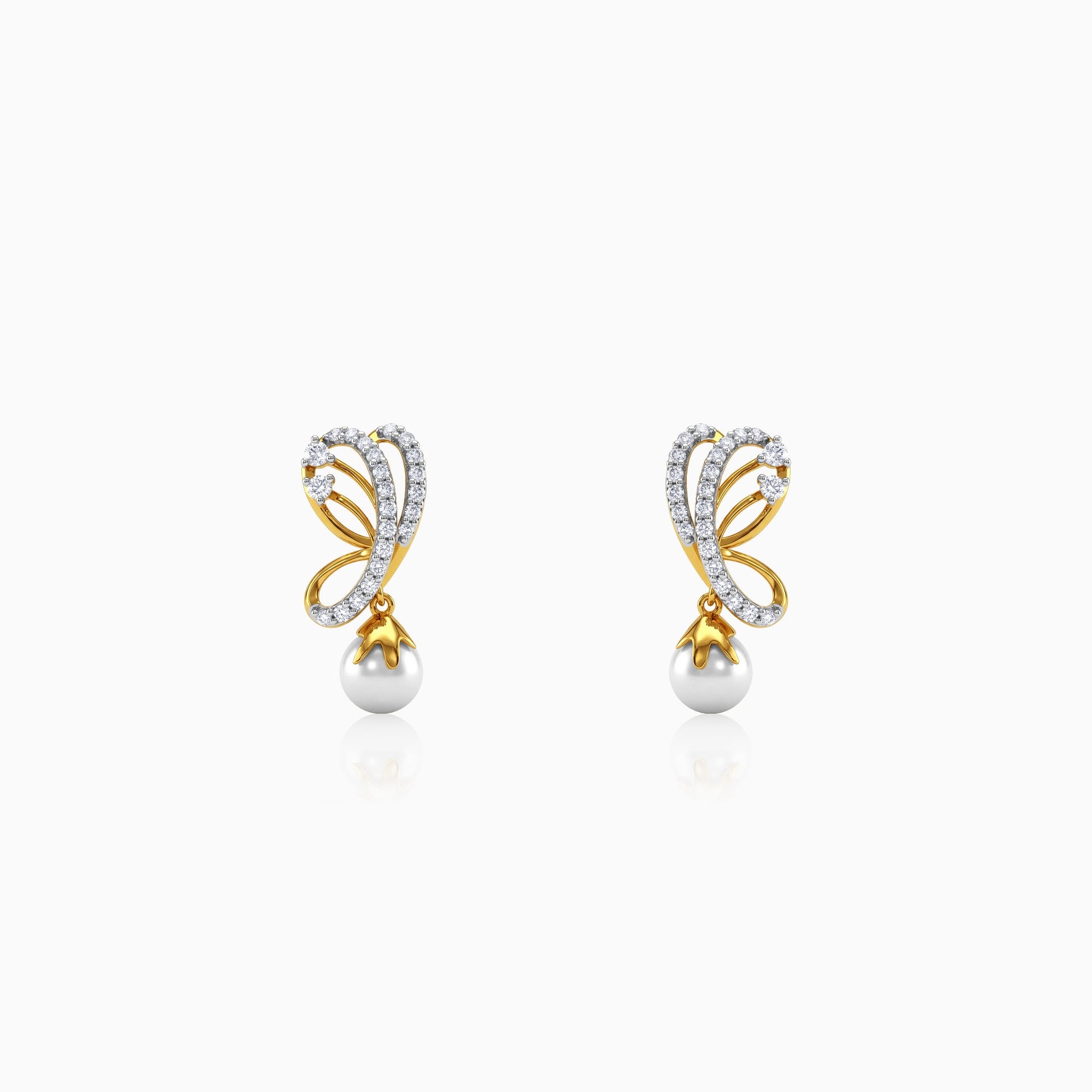 Gold Moonvine Lab Grown Diamond Earrings