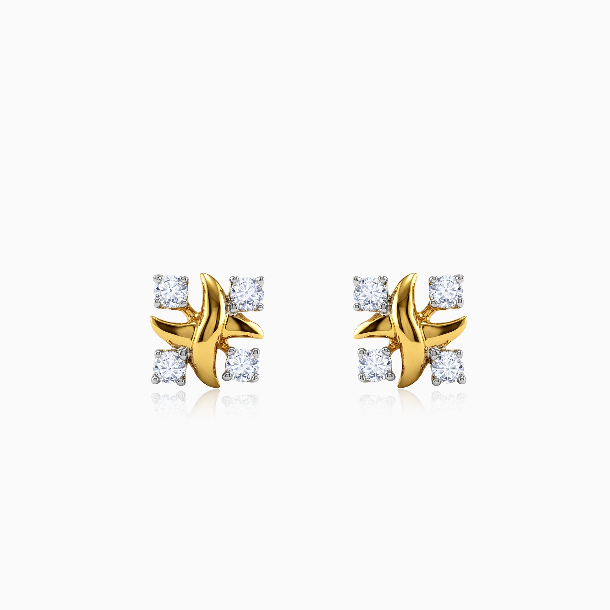 Gold Inspiring Floral Lab Grown Diamond Earrings