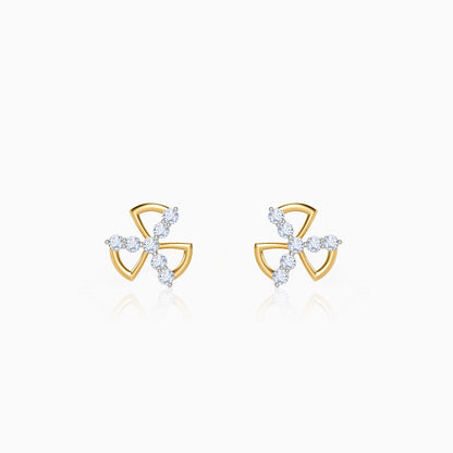 Gold Threefold Flora Lab Grown Diamond Earrings