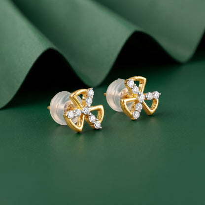 Gold Threefold Flora Lab Grown Diamond Earrings