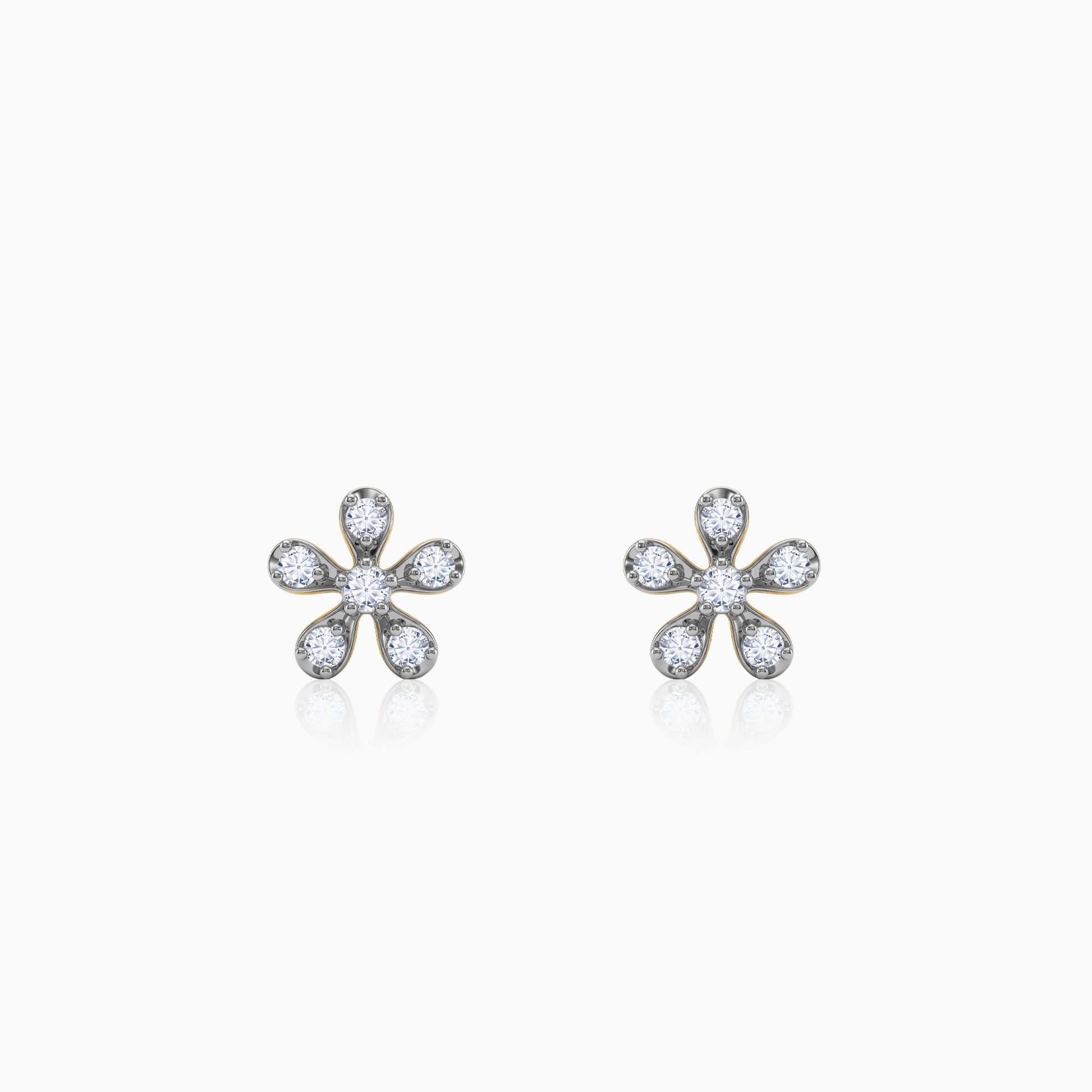 Gold Spectacular Flower Lab Grown Diamond Earrings