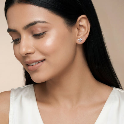 Gold Spectacular Flower Lab Grown Diamond Earrings