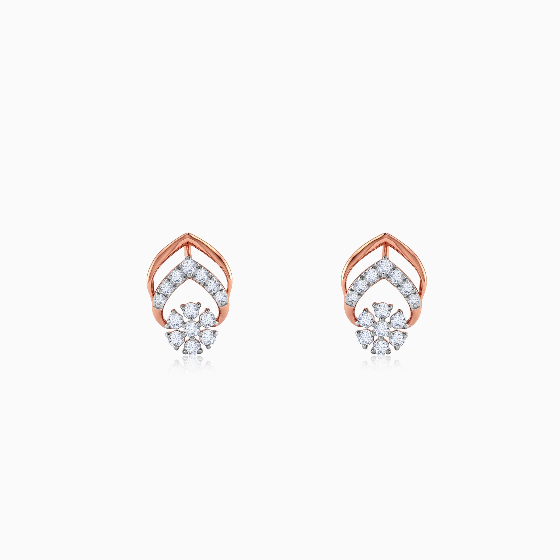 Rose Gold Lattice Lab Grown Diamond Earrings