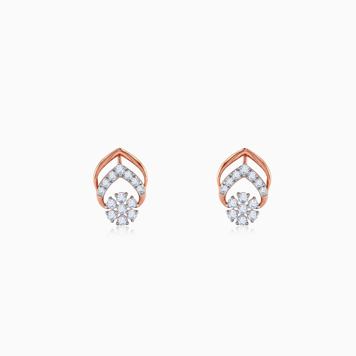 Rose Gold Lattice Lab Grown Diamond Earrings