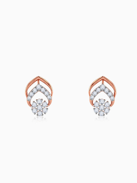 Rose Gold Lattice Lab Grown Diamond Earrings