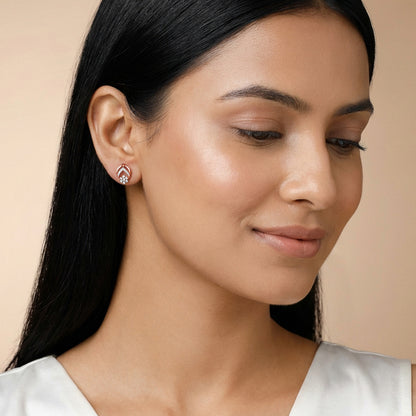 Rose Gold Lattice Lab Grown Diamond Earrings