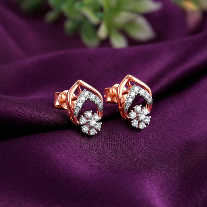 Rose Gold Lattice Lab Grown Diamond Earrings