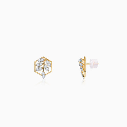 Gold Spring Leaf Lab Grown Diamond Studs