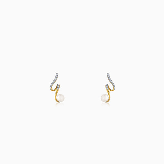 Gold Swirl and Soul Lab grown Diamond Earrings