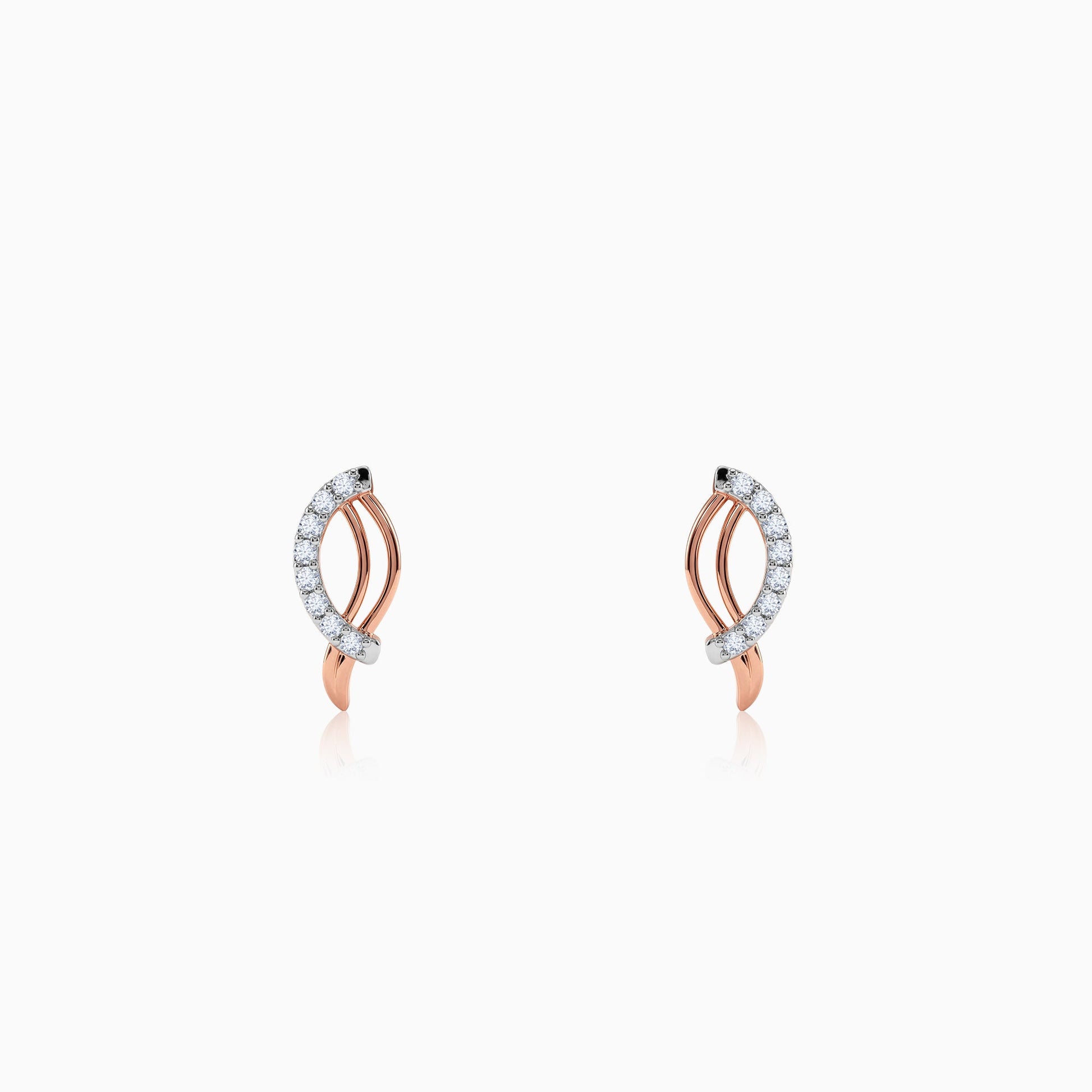 Rose Gold Petal Lab Grown Diamond Earrings