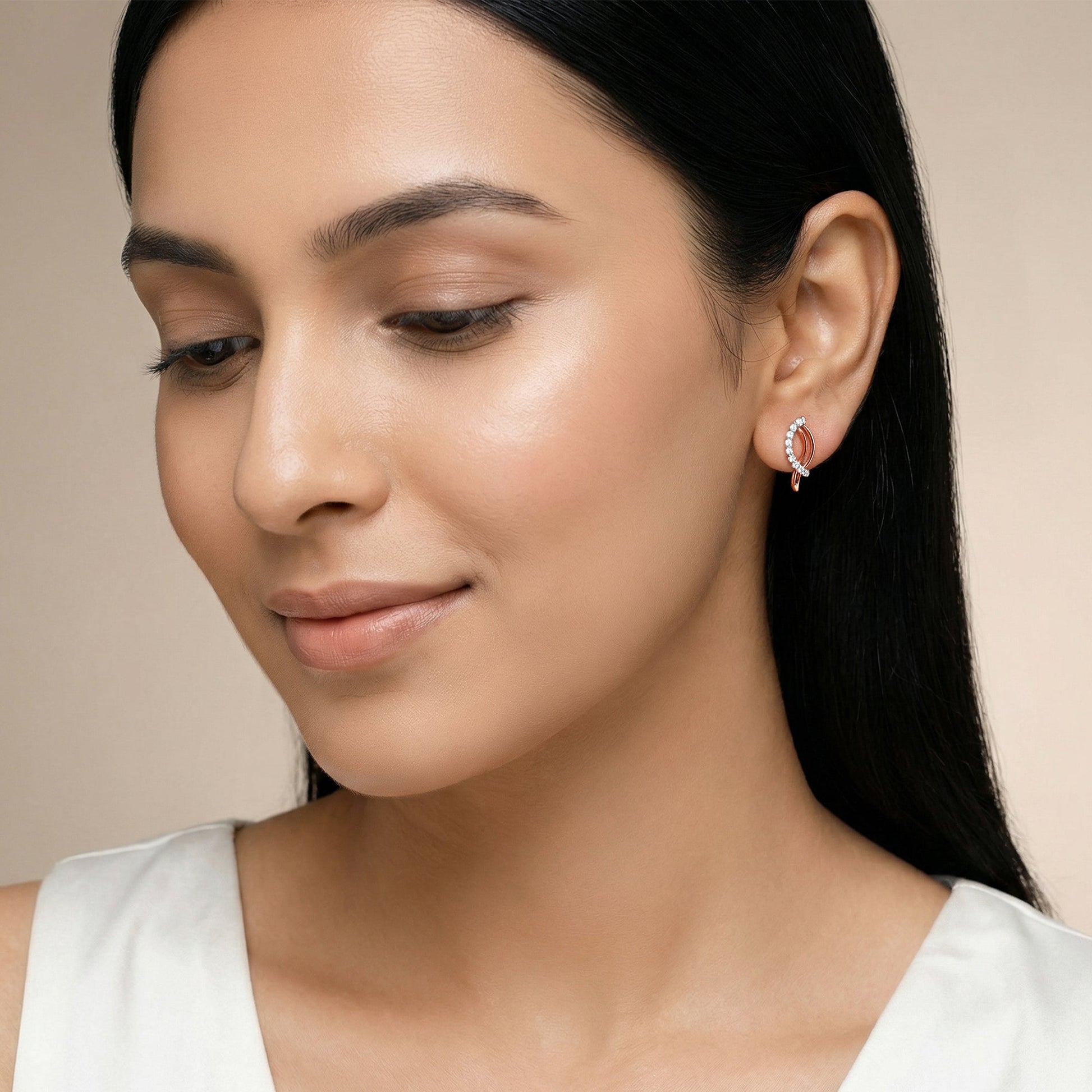 Rose Gold Petal Lab Grown Diamond Earrings