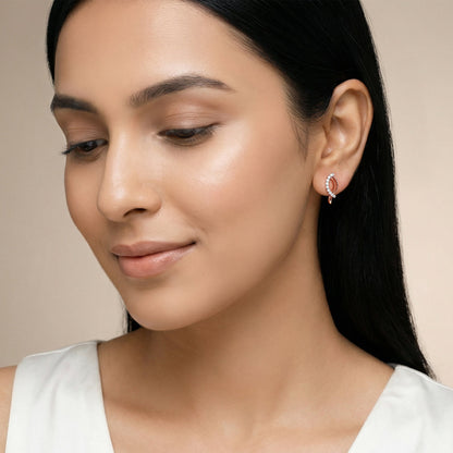 Rose Gold Petal Lab Grown Diamond Earrings