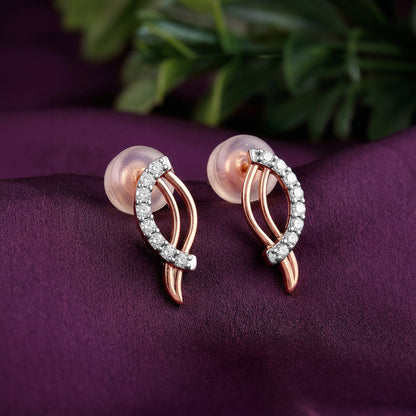 Rose Gold Petal Lab Grown Diamond Earrings