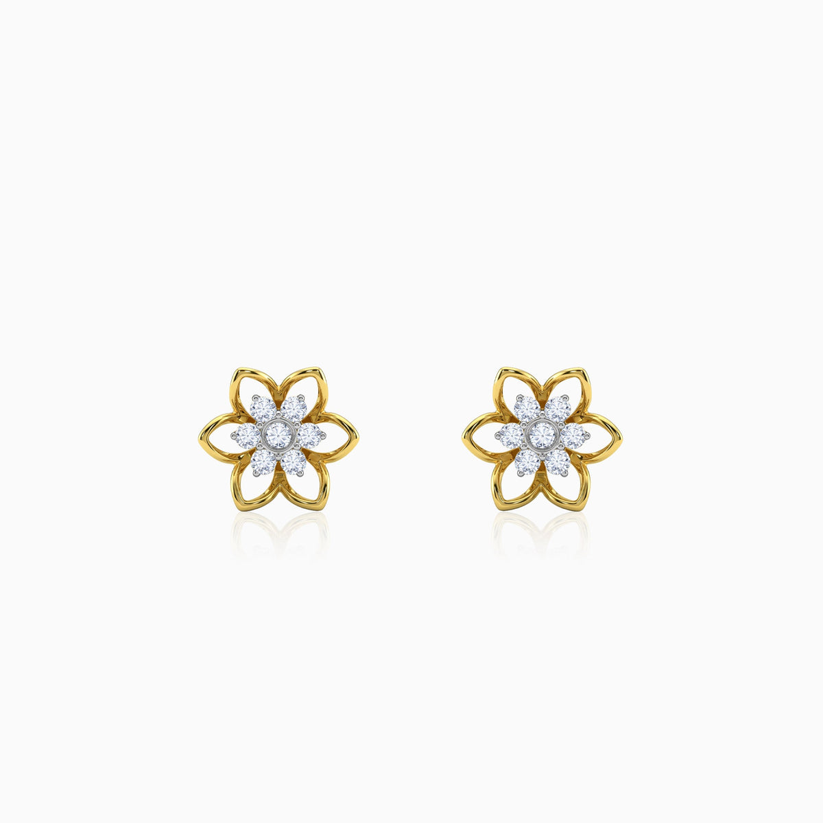 Gold Sweet Flower Lab Grown Diamond Earrings