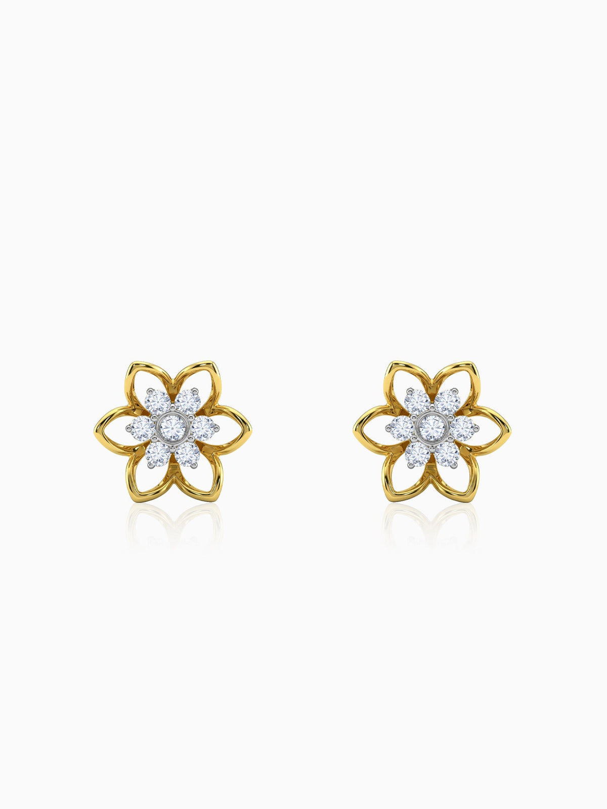 Gold Sweet Flower Lab Grown Diamond Earrings