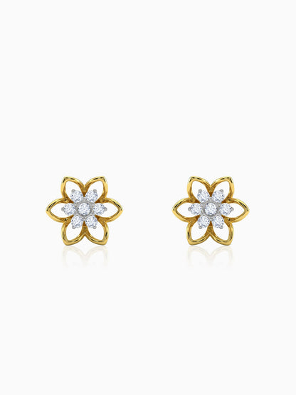 Gold Sweet Flower Lab Grown Diamond Earrings