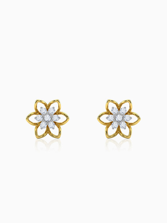 Gold Sweet Flower Lab Grown Diamond Earrings