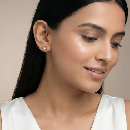 Gold Sweet Flower Lab Grown Diamond Earrings