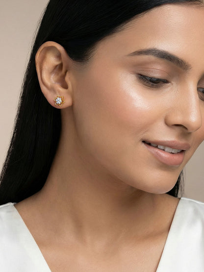 Gold Sweet Flower Lab Grown Diamond Earrings