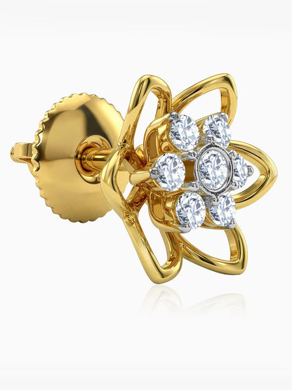 Gold Sweet Flower Lab Grown Diamond Earrings