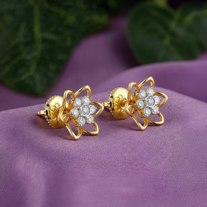 Gold Sweet Flower Lab Grown Diamond Earrings