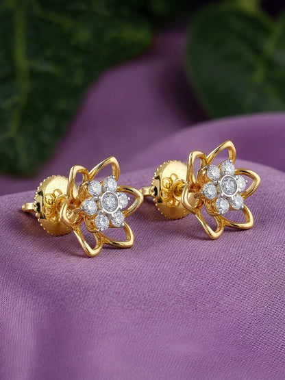 Gold Sweet Flower Lab Grown Diamond Earrings