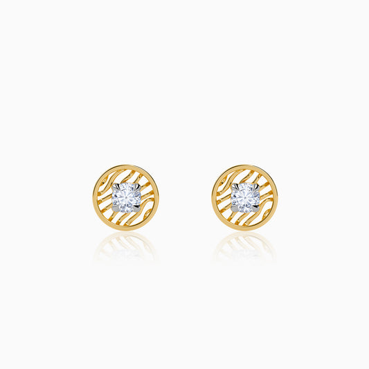 Gold Threaded Orbit Lab Grown Diamond Earrings