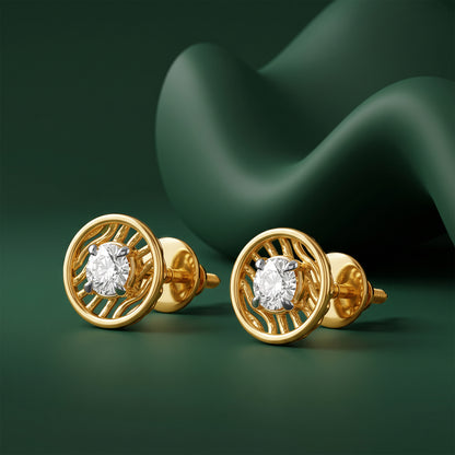 Gold Threaded Orbit Lab Grown Diamond Earrings