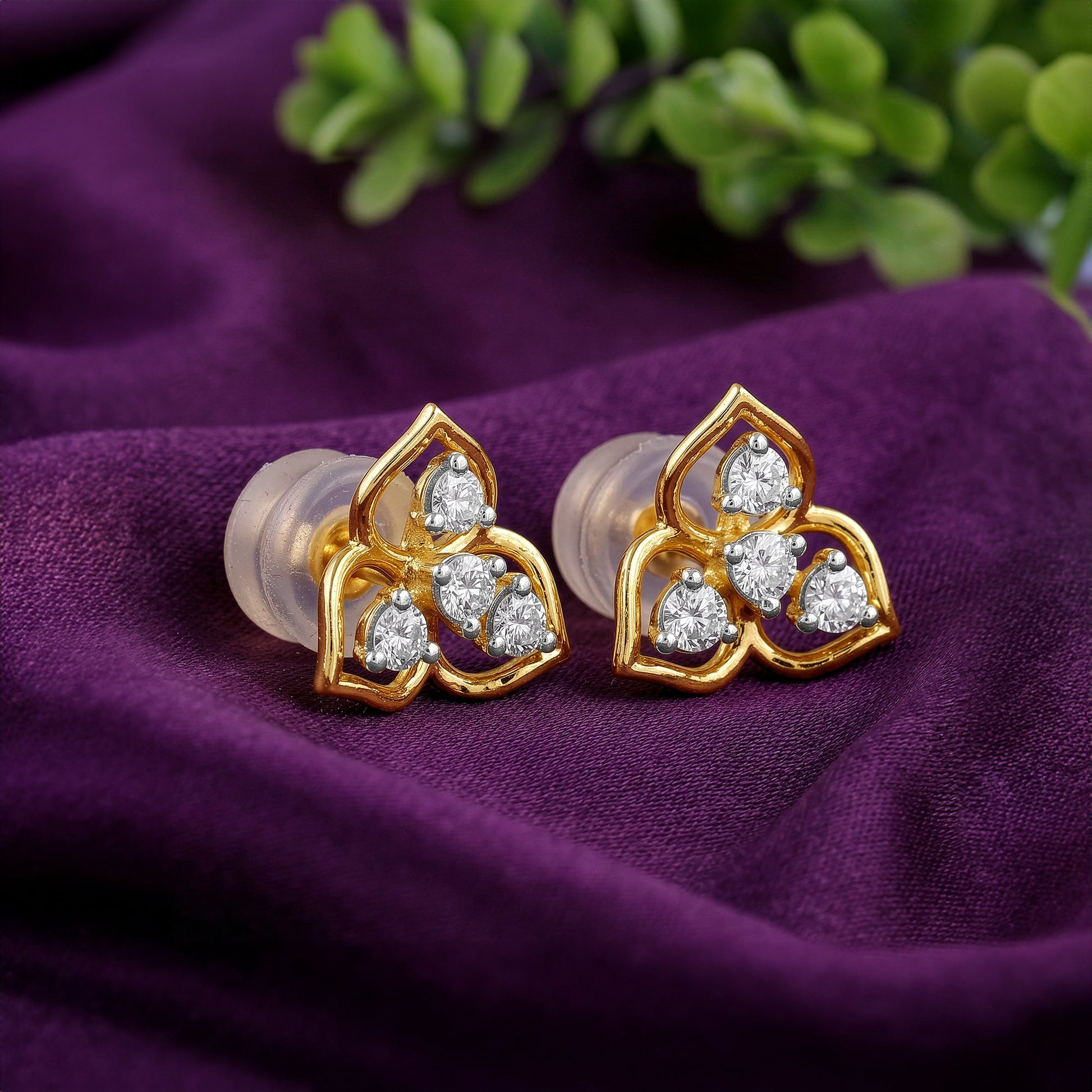 Gold Clover Loop Lab Grown Diamond Earrings